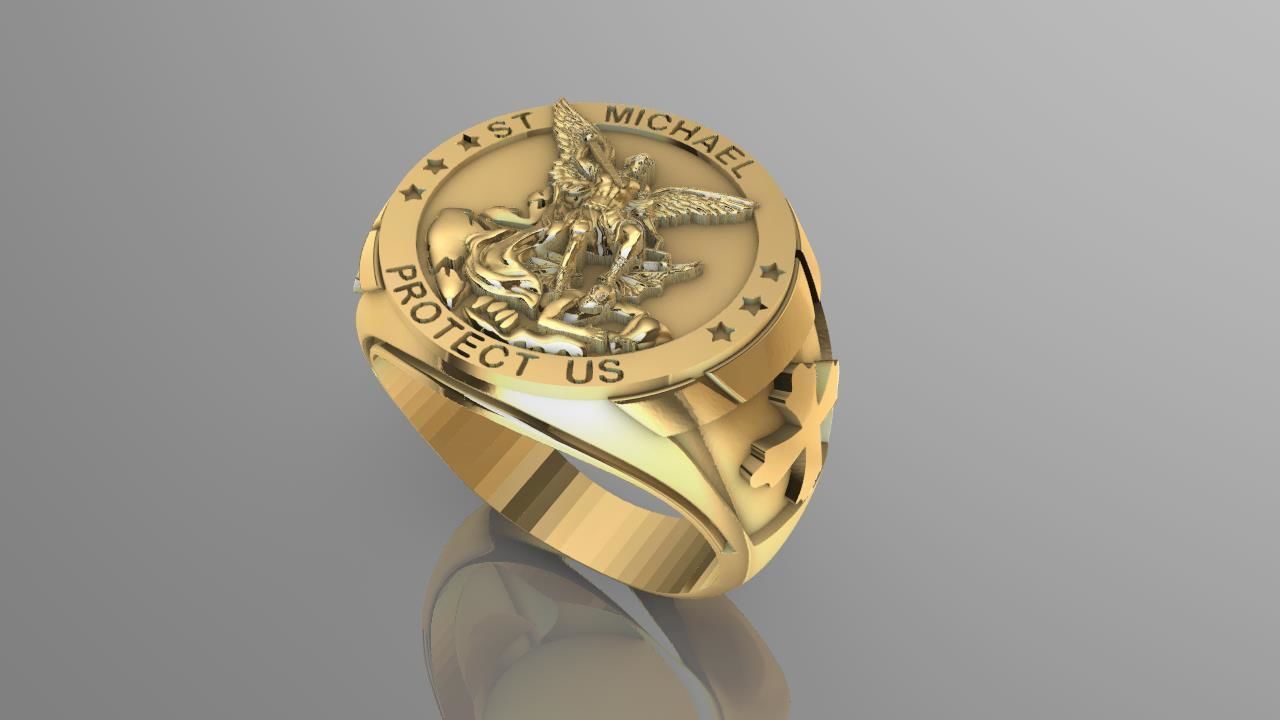 Dazzle Dime S925 Base 18k Gold Plated St Archangel Michael Inspired Protection Ring 18K Gold Plated V2 DAZZLE DIME®