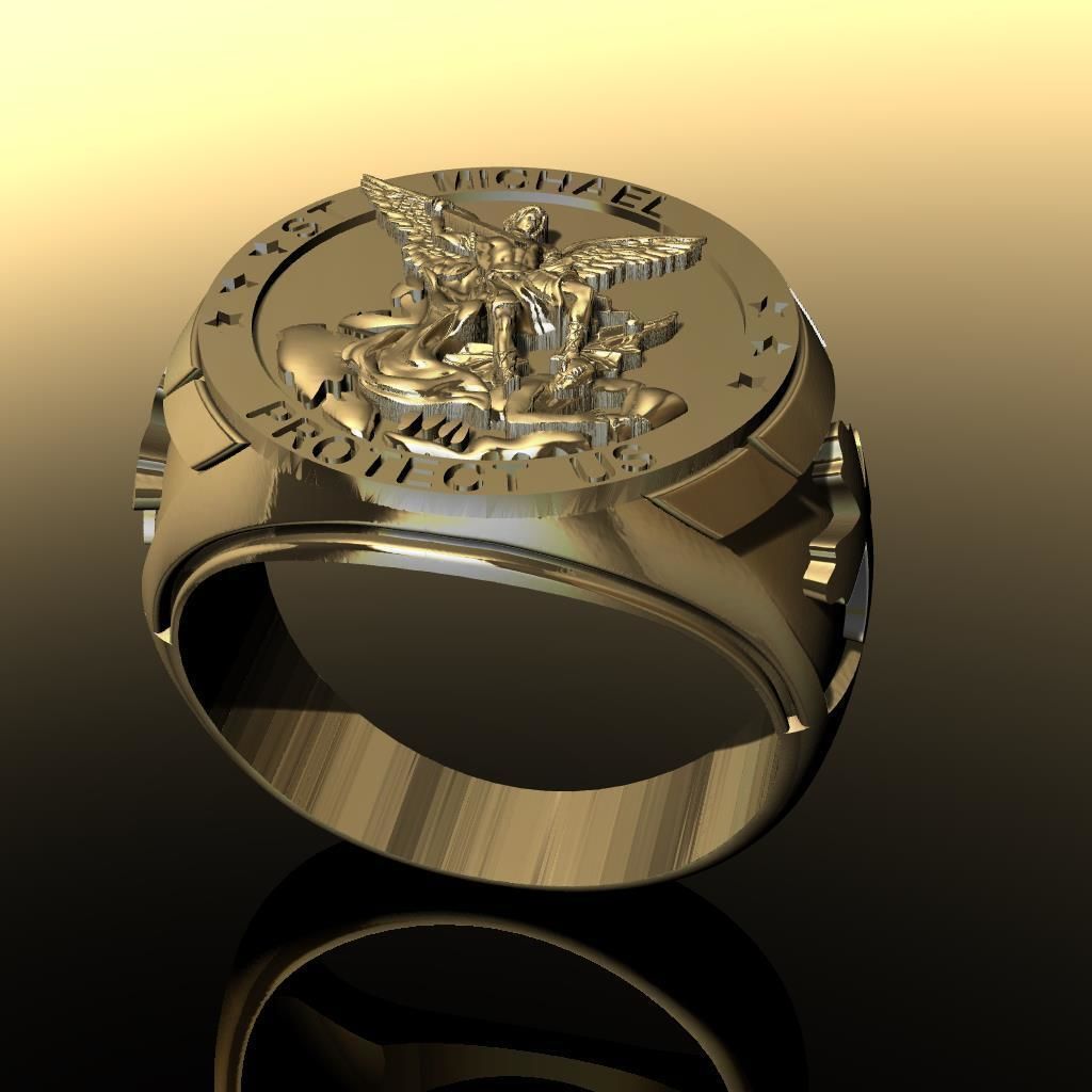 Dazzle Dime S925 Base 18k Gold Plated St Archangel Michael Inspired Protection Ring 18K Gold Plated V2 DAZZLE DIME®