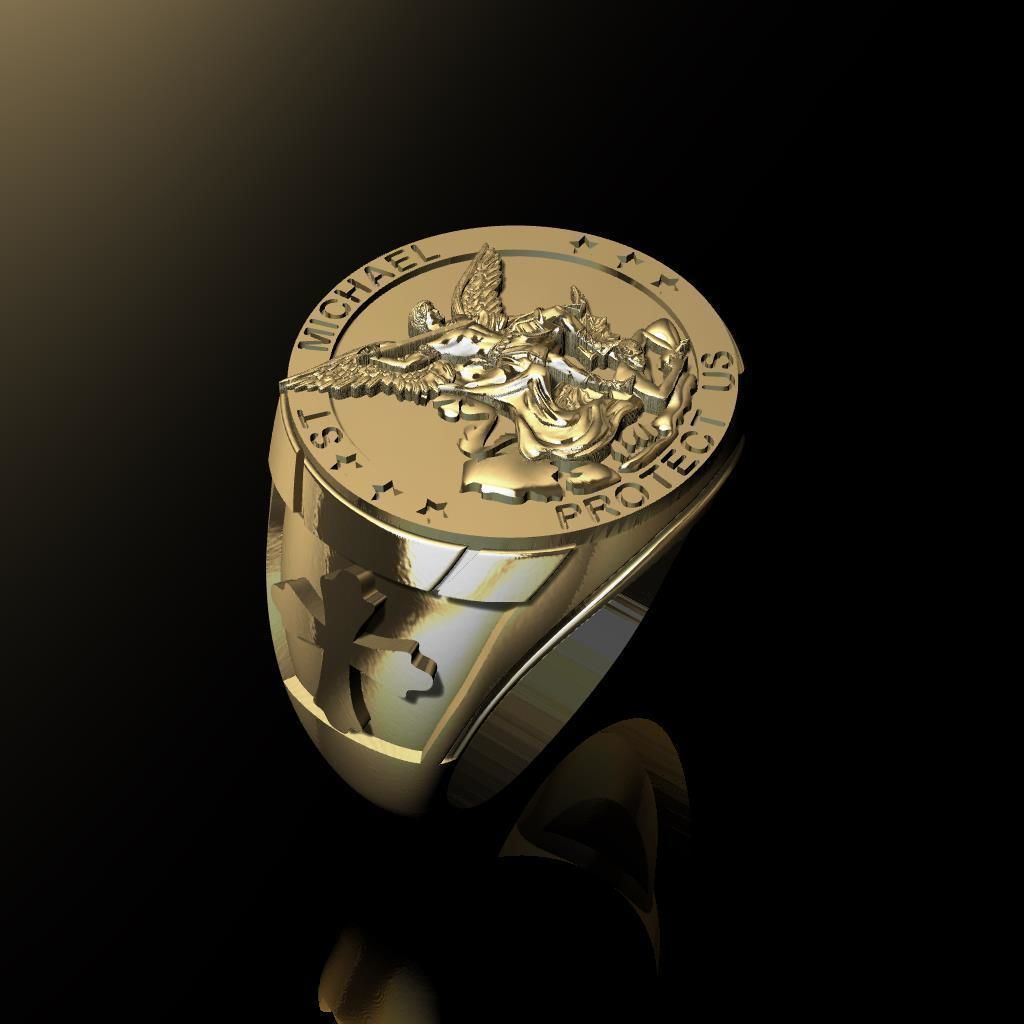 Dazzle Dime S925 Base 18k Gold Plated St Archangel Michael Inspired Protection Ring 18K Gold Plated V2 DAZZLE DIME®
