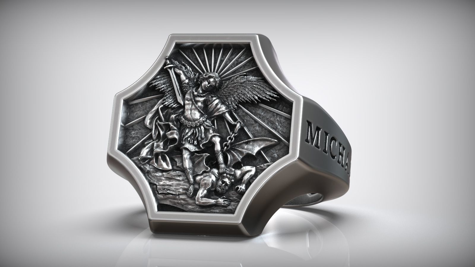 Dazzle Dime S925 18k Gold Plated St Archangel Michael Inspired Protection Ring 18K Gold Plated DAZZLE DIME®