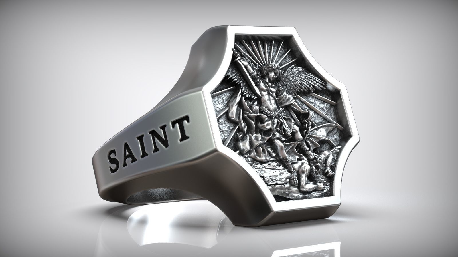 Dazzle Dime S925 18k Gold Plated St Archangel Michael Inspired Protection Ring 18K Gold Plated DAZZLE DIME®