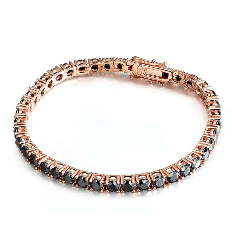 Dazzle Dime Black Moissanite Tennis Bracelet Full Diamond GRA 925 Sterling Silver18K Plated Hip Hop Style Bracelets for Men & Women