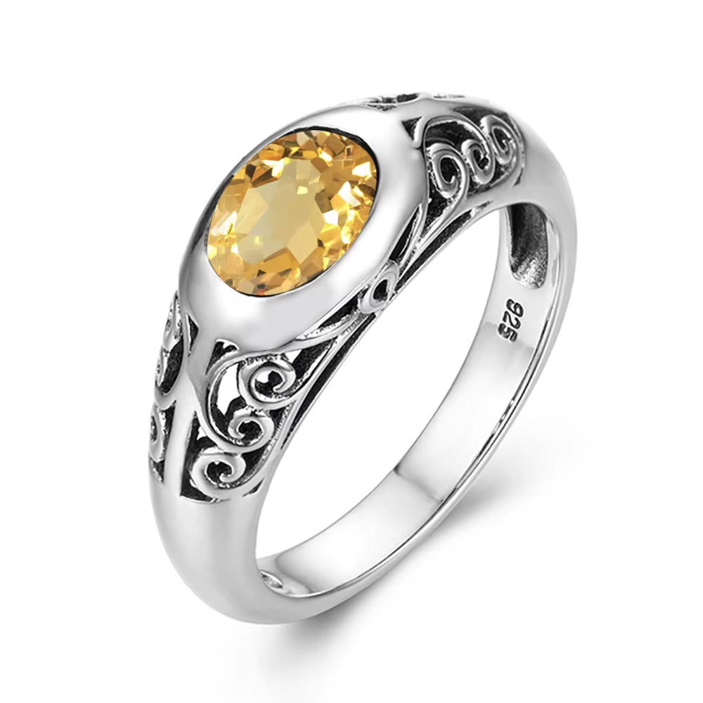 Dazzle Dime® Retro 925 Sterling Silver Peridot Ring for Women | VVS Clarity Oval Gemstone Jewelry