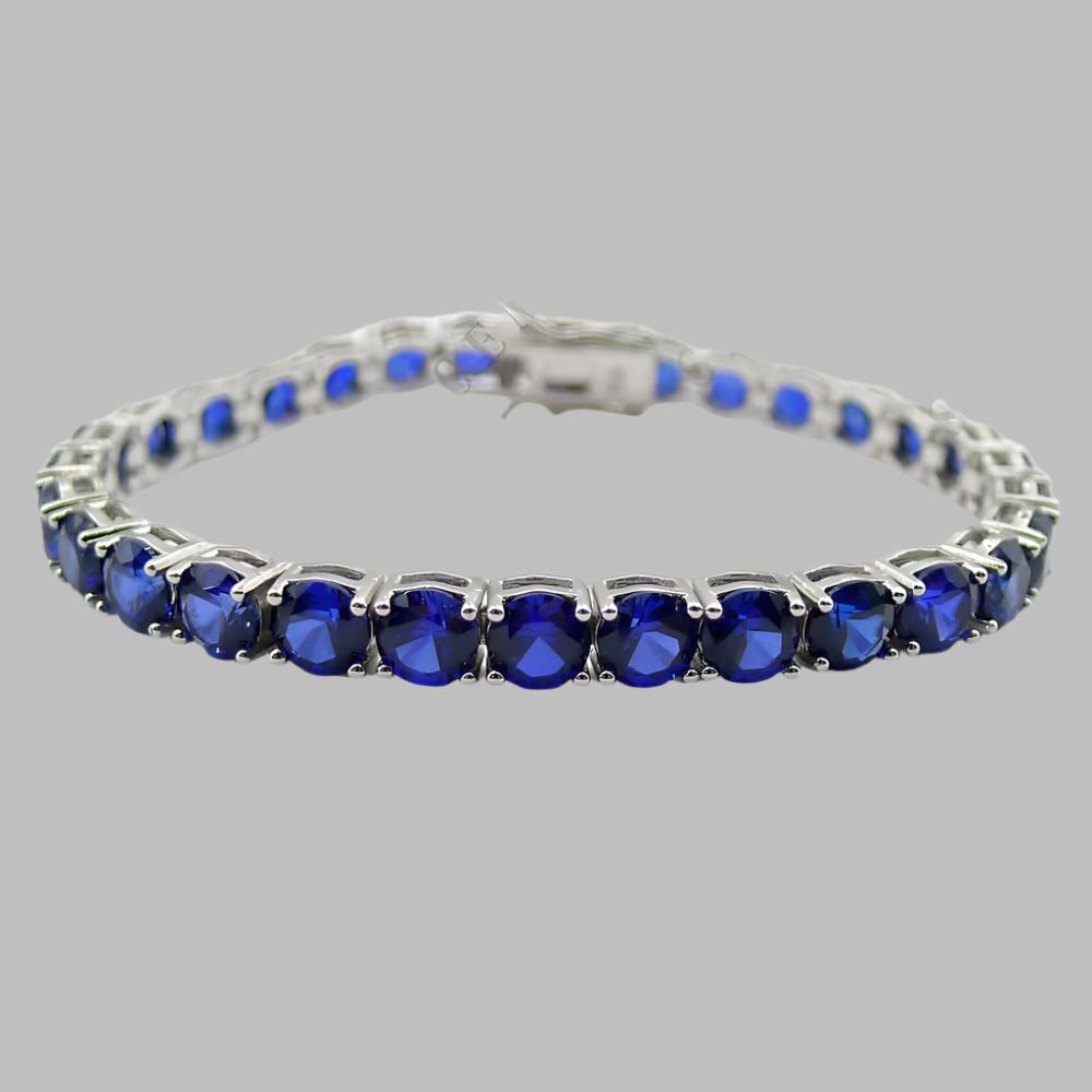 Lab Sapphire Ruby Bracelet - Gold-Plated Tennis Bracelet