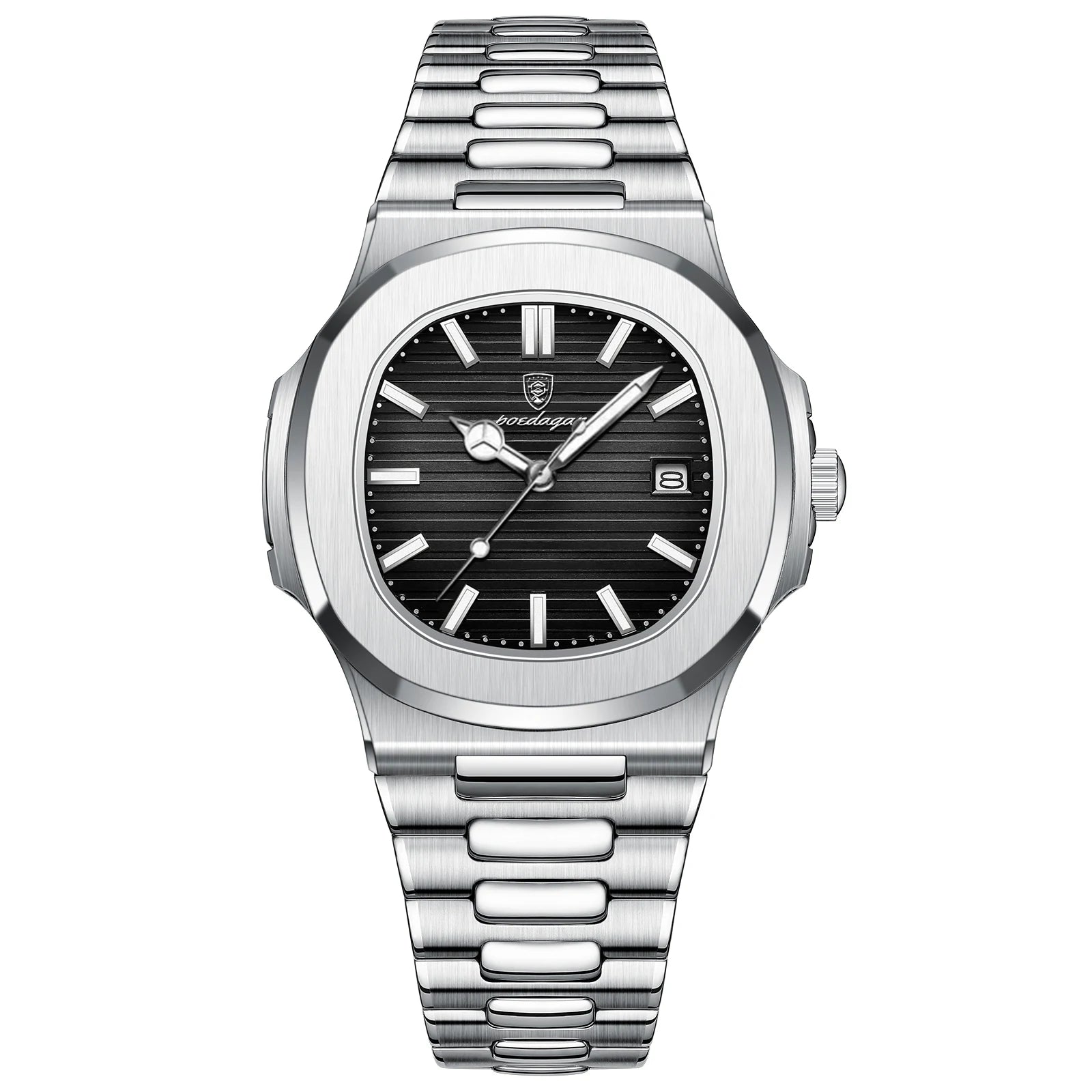 Waterproof Male Clock Luminous Date Stainless Steel Square Quartz Men Watch Reloj Hombre