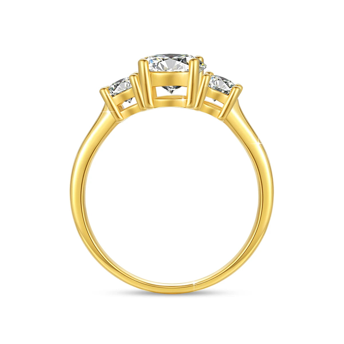 Dazzle Dime 18K Gold Moissanite Engagement Ring for Women 3 Stone 100% Real Sophisticated Luxury K Gold