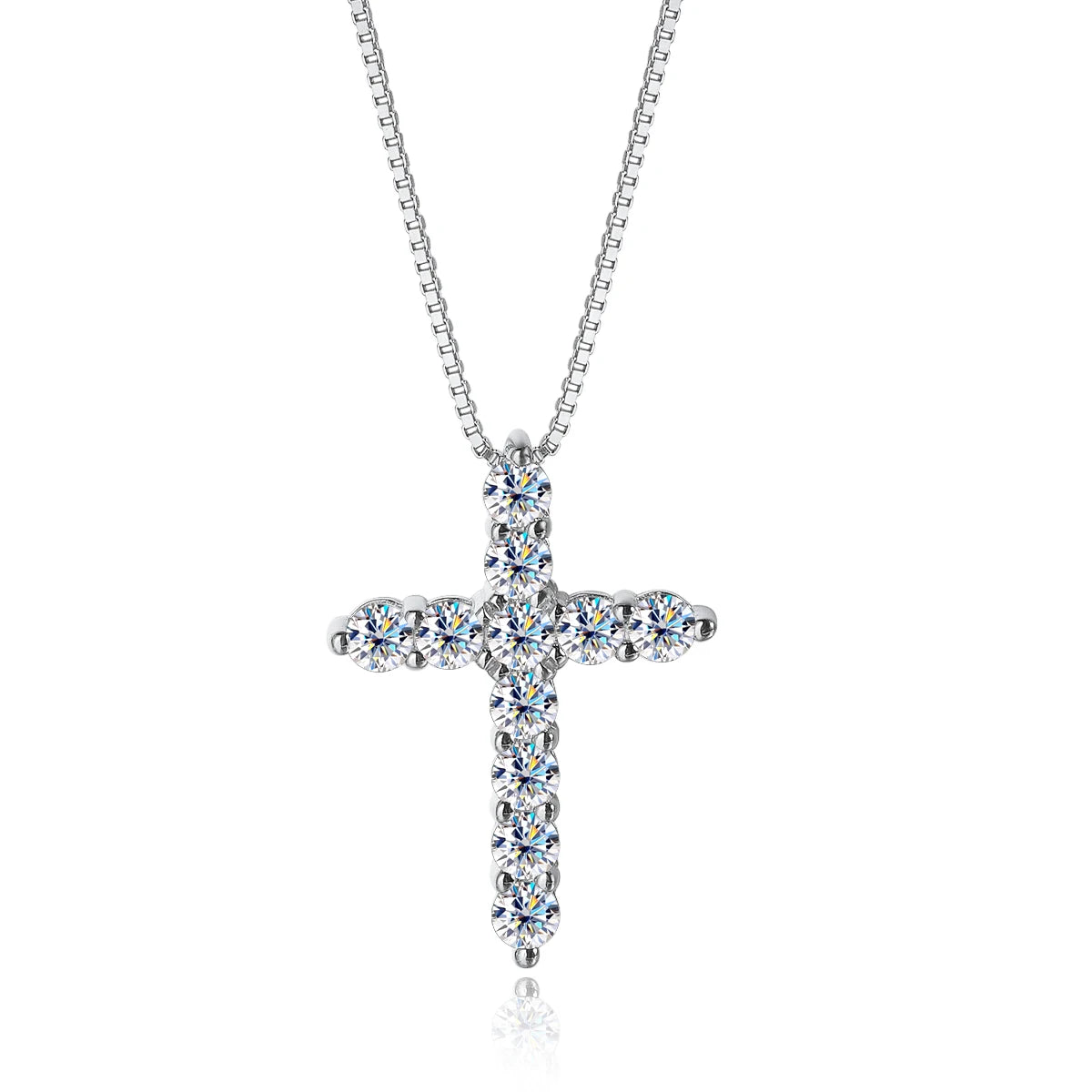 Dazzle Dime D Color VVS1 Moissanite Cross Pendant Necklace Hallmarked S925 Box Chain Design 18K Gold Plated Fine Necklaces for Women