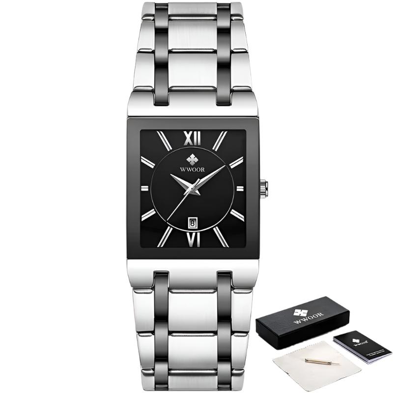 Relogio Masculino New Fashion Watches Men Luxury Square Blue Men'S Wristwatch Stainless Steel Waterproof Quartz Clock Male
