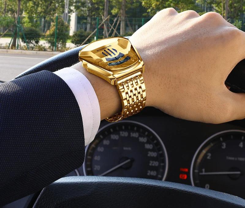 BINBOND Men's Fashion Motorcycle Concept Watch | Luminous Quartz Mesh Steel Band with Touch Screen