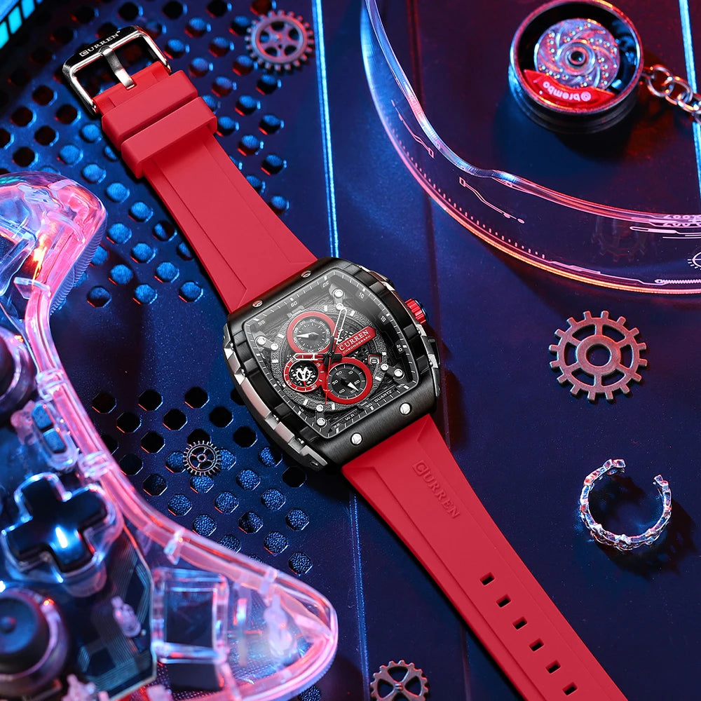 CURREN Men's Luxury Square Quartz Watch | Waterproof Luminous Chronograph Date Wristwatch