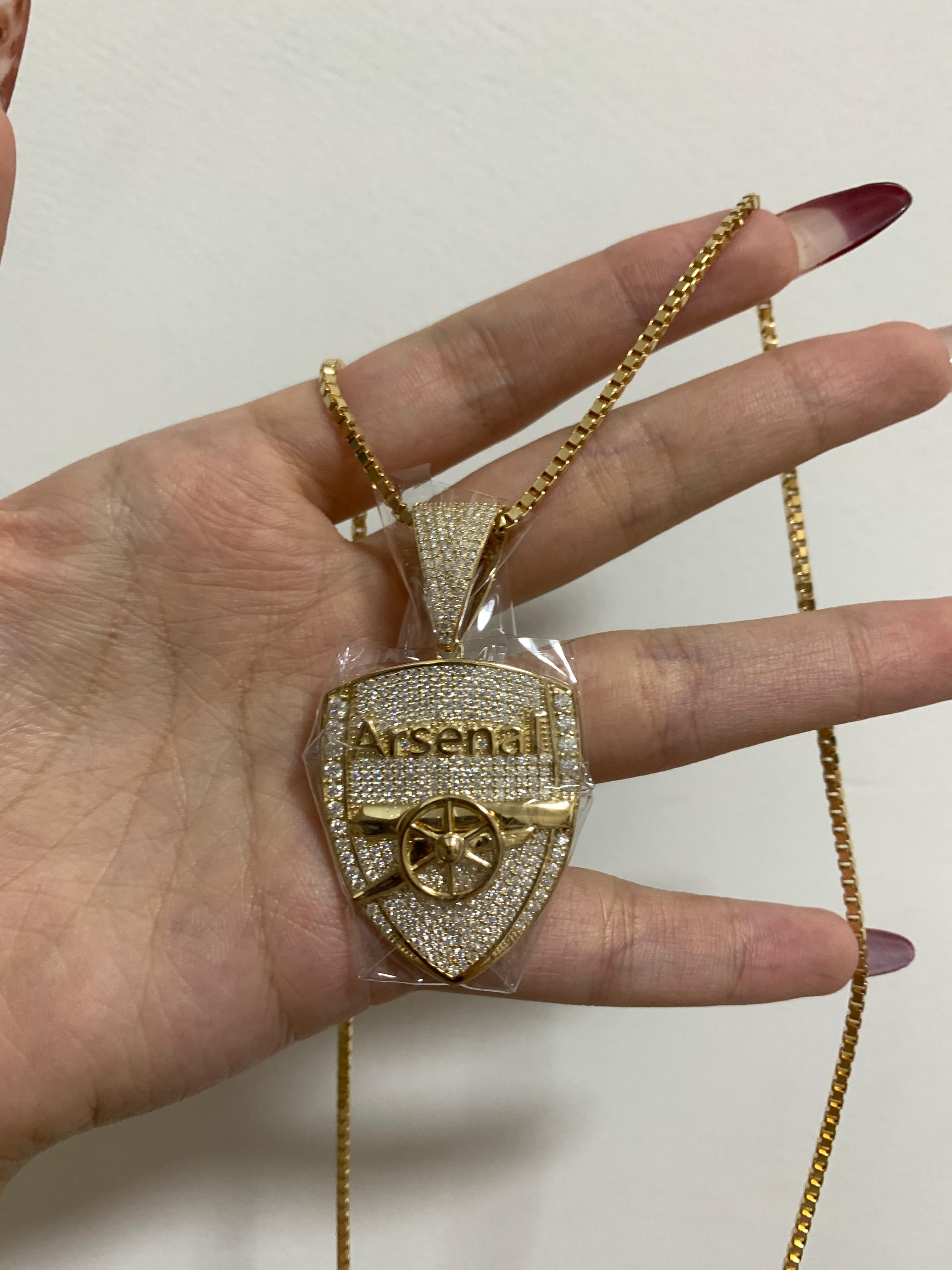 Dazzle Dime 925 Sterling Silver Base 18k Gold Plated Dazzle Dime Gunner Necklace with Chain – Celebrate Your Passion for AFC