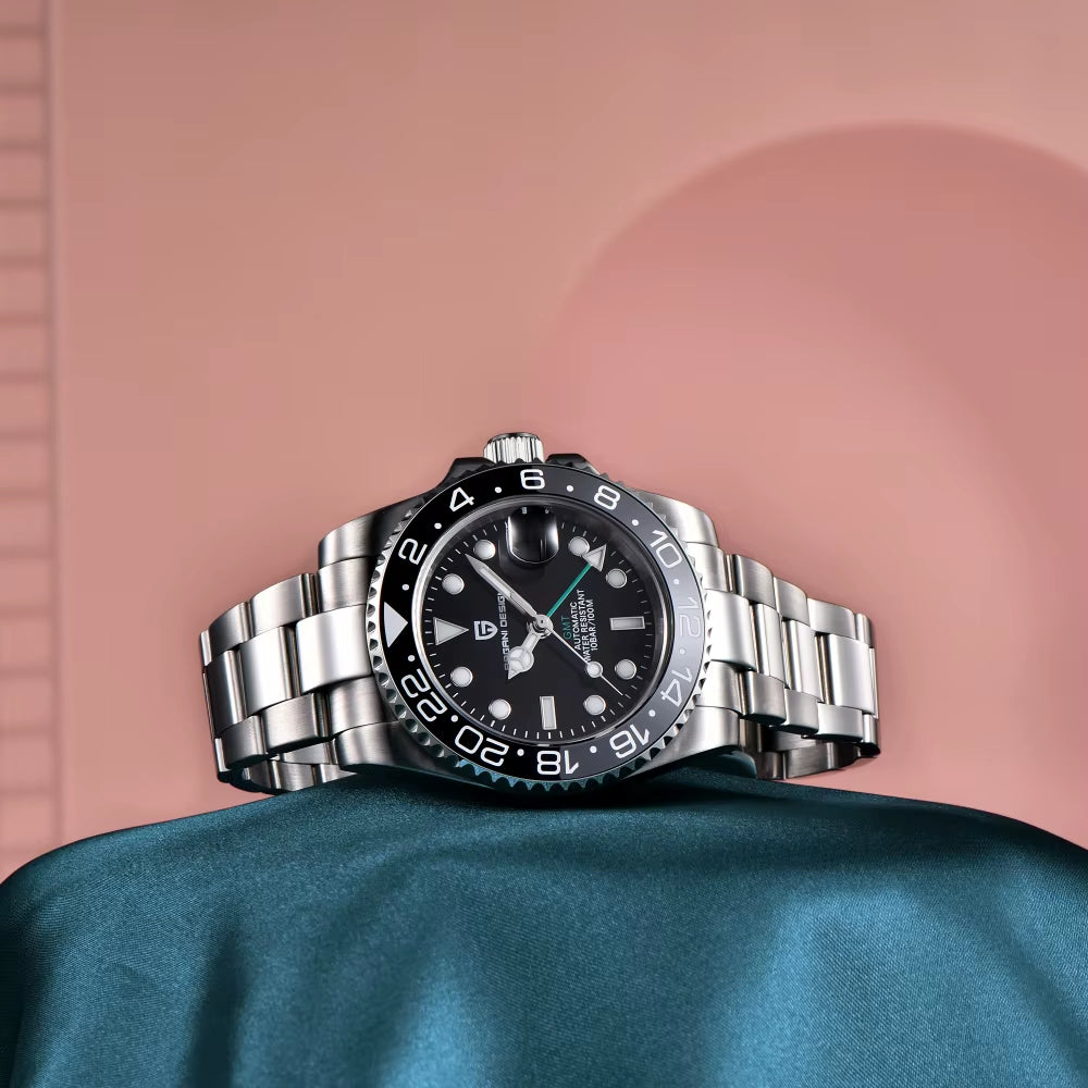 40MM GMT Mechanical Wristwatch Sapphire Glass Ceramic Bezel Automatic Watch Stainless Steel 100M Waterproof Watch