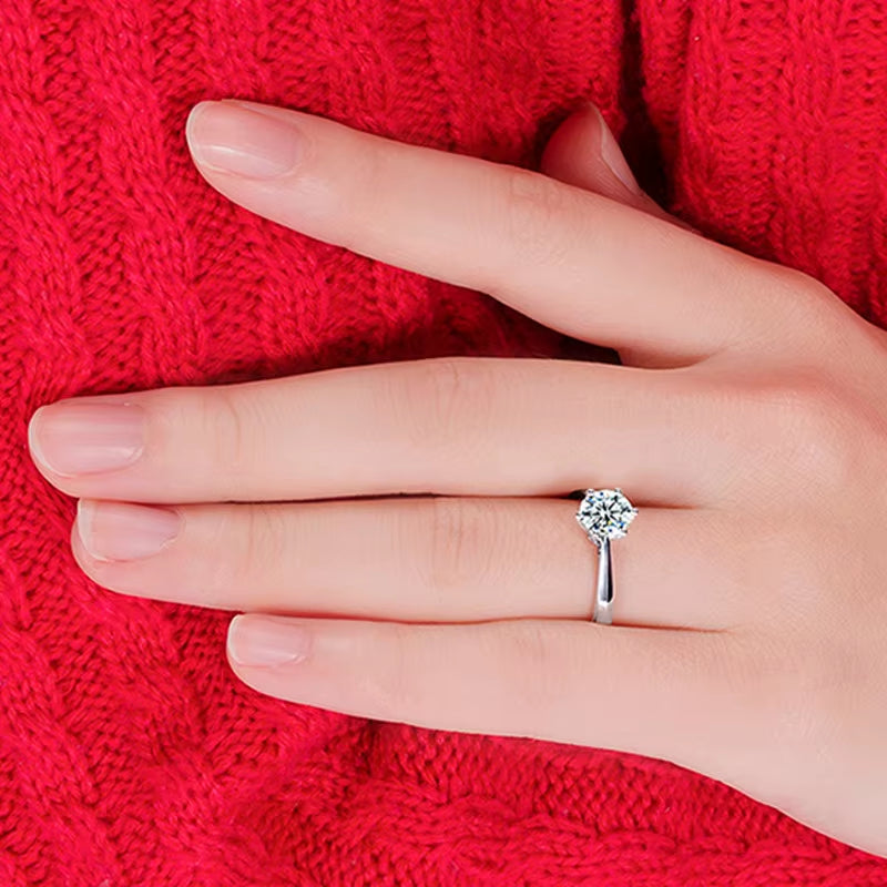 Dazzle Dime® Fine Engagement Ring with 0.5 Carat Lab-Grown Diamond in 925 Sterling Silver, White Gold Clad