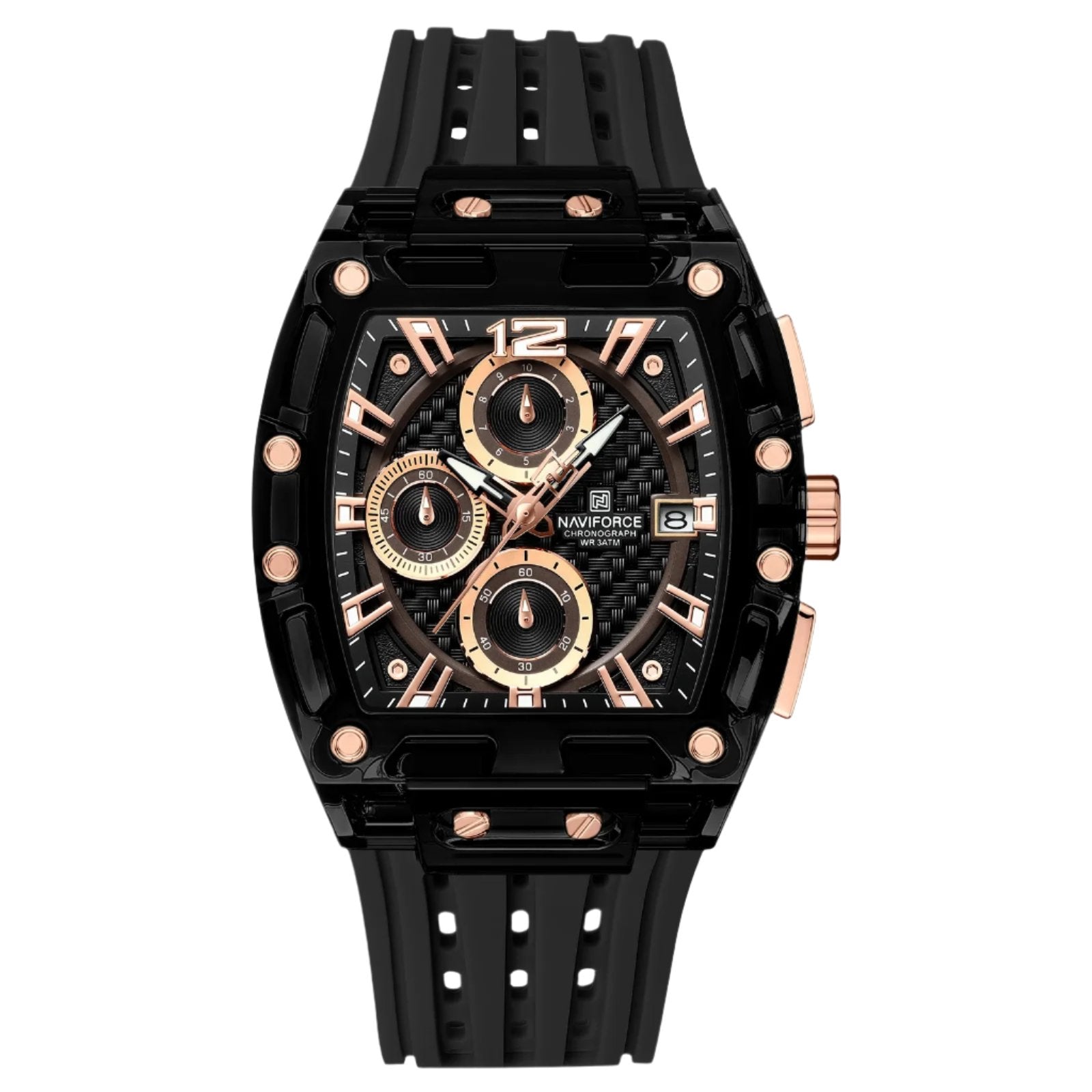 NAVIFORCE 2024/25 Edition Transparent Tonneau Quartz Watch for Men | Luxury Waterproof Sport Outdoor Watch