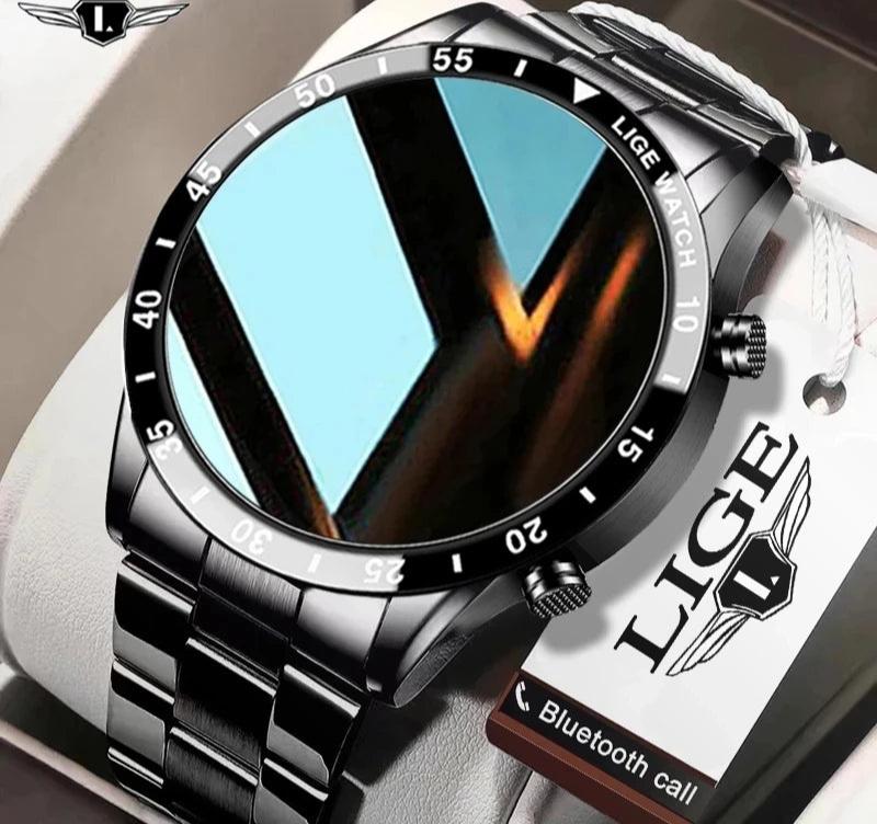 Men’s Luxury Steel Band Bluetooth Smartwatch | Waterproof Full Touch Screen Fitness Tracker with Call Function