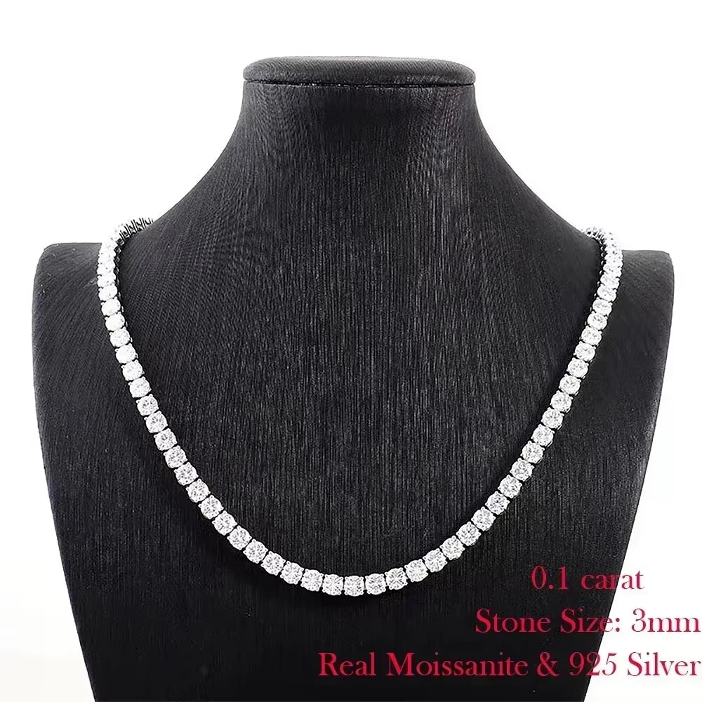 Dazzle Dime® Riviera Moissanite Tennis Necklace – 925 Sterling Silver, Gradient Full Moissanite Choker with Certificate