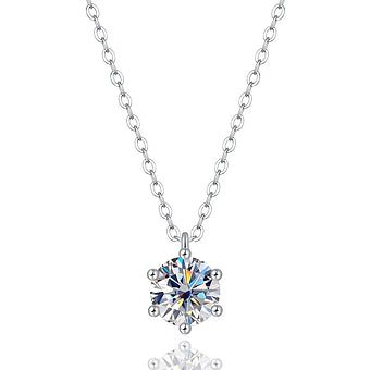 Dazzle Dime Classic Six - Claw 1 Carat D Color Moissanite Pendant Necklace - Dazzle Dime