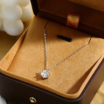 Dazzle Dime Classic Six - Claw 1 Carat D Color Moissanite Pendant Necklace - Dazzle Dime