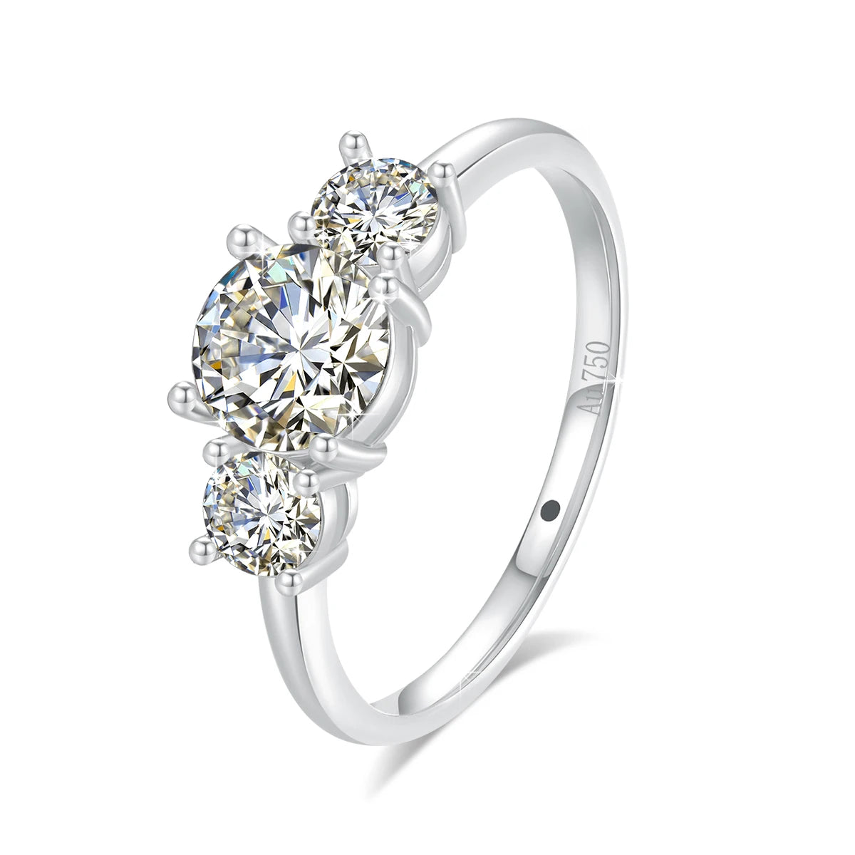 Dazzle Dime 18K Gold Moissanite Engagement Ring for Women 3 Stone 100% Real Sophisticated Luxury K Gold