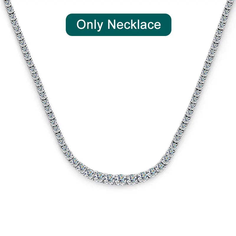 Dazzle Dime S925 Moissanite Tennis Necklace 18K White Gold Plated with 925 Sterling Hallmarking and GRA Certification