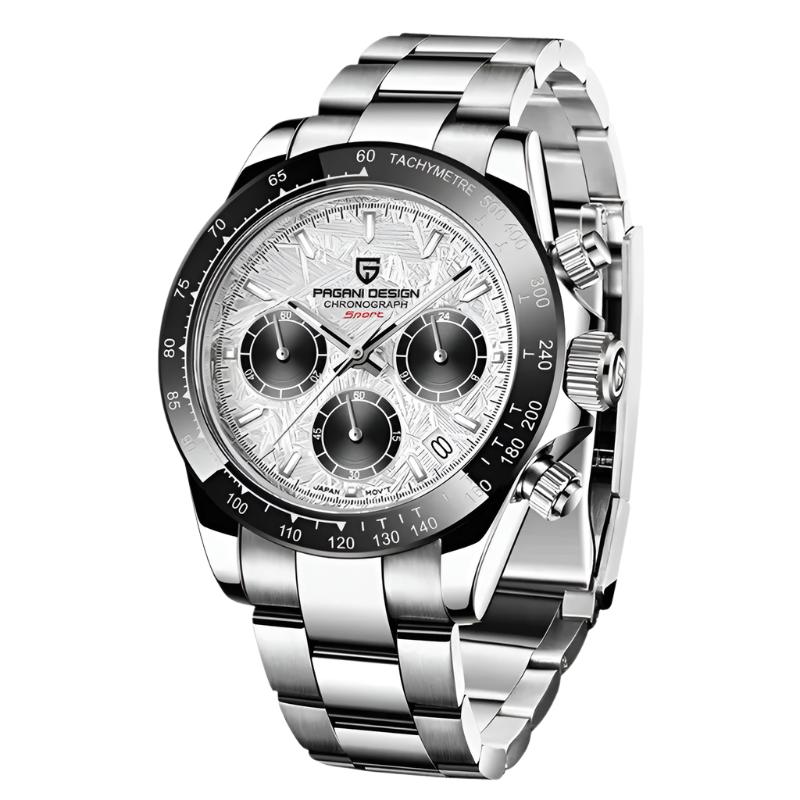 PAGANI DESIGN 40mm Men’s Sapphire Chronograph Watch | Retro Quartz Stainless Steel Waterproof Timepiece