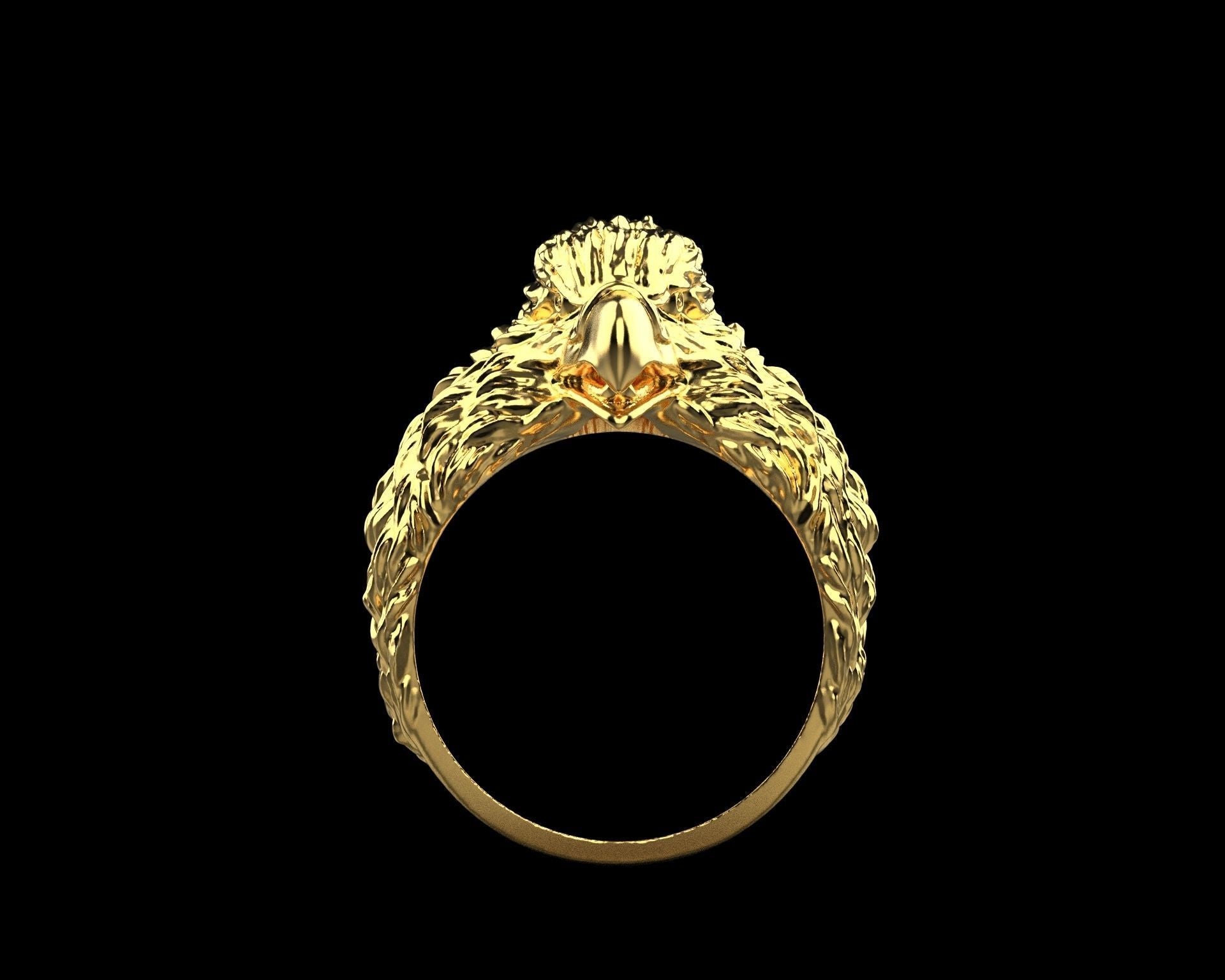 Dazzle Dime 925 Sterling Silver Base 18k Gold Plated Soaring Majesty Eagle Ring DAZZLE DIME®