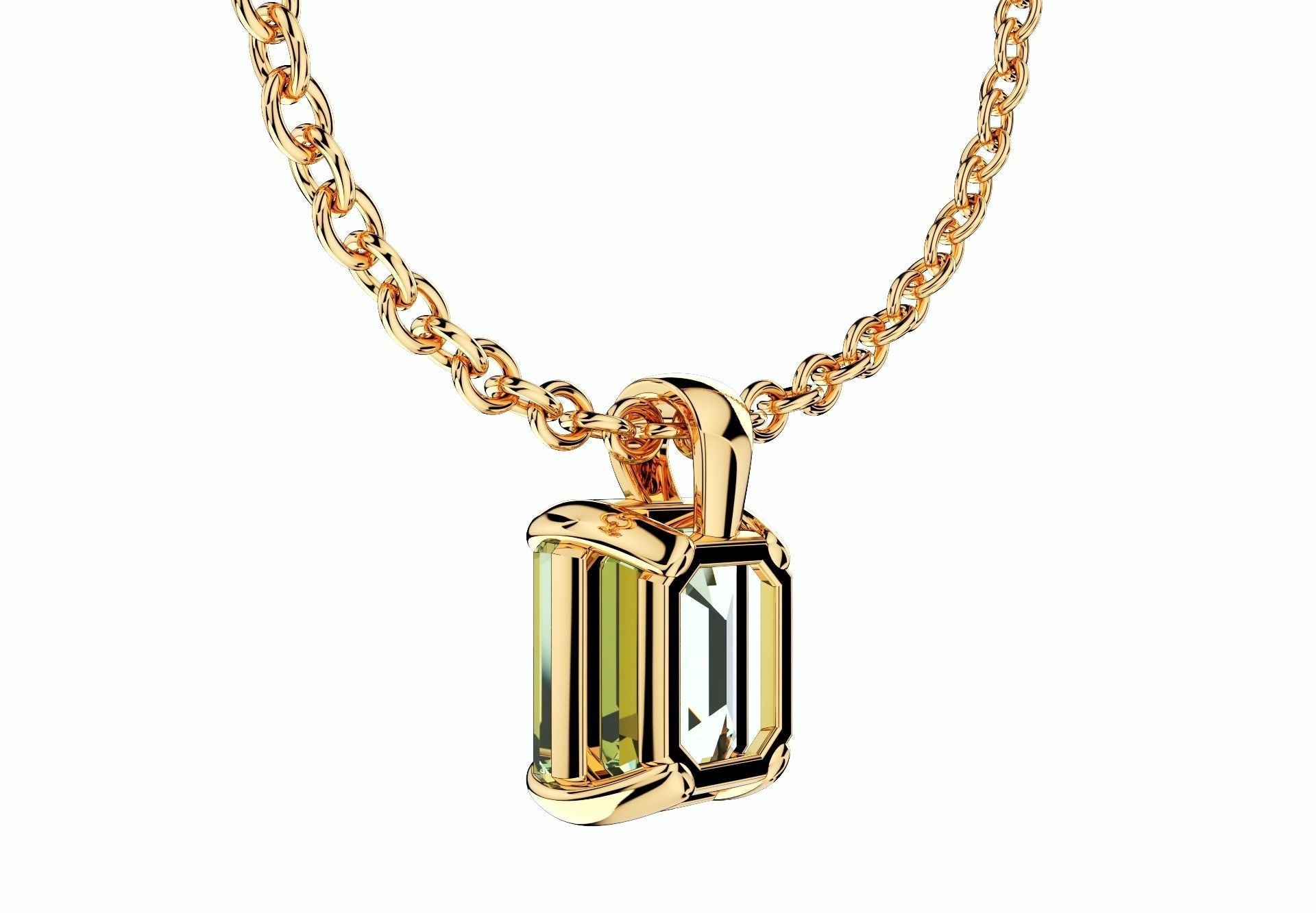 emerald cut gemstone pendant