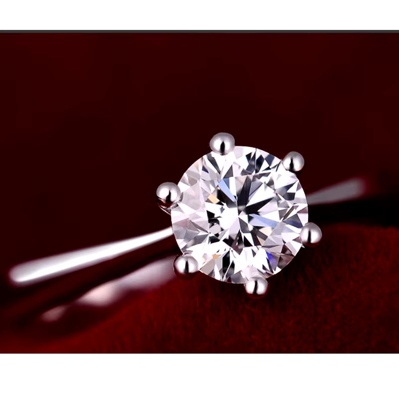 Dazzle Dime® Fine Engagement Ring with 0.5 Carat Lab-Grown Diamond in 925 Sterling Silver, White Gold Clad