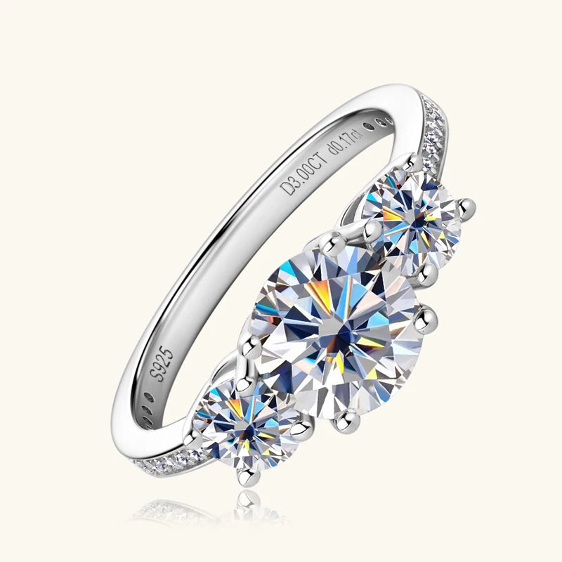 Engagement Ring 925 Sterling Silver D3.0CT D Color Moissanite Rings Women Jewelry GRA Certified - Dazzle Dime