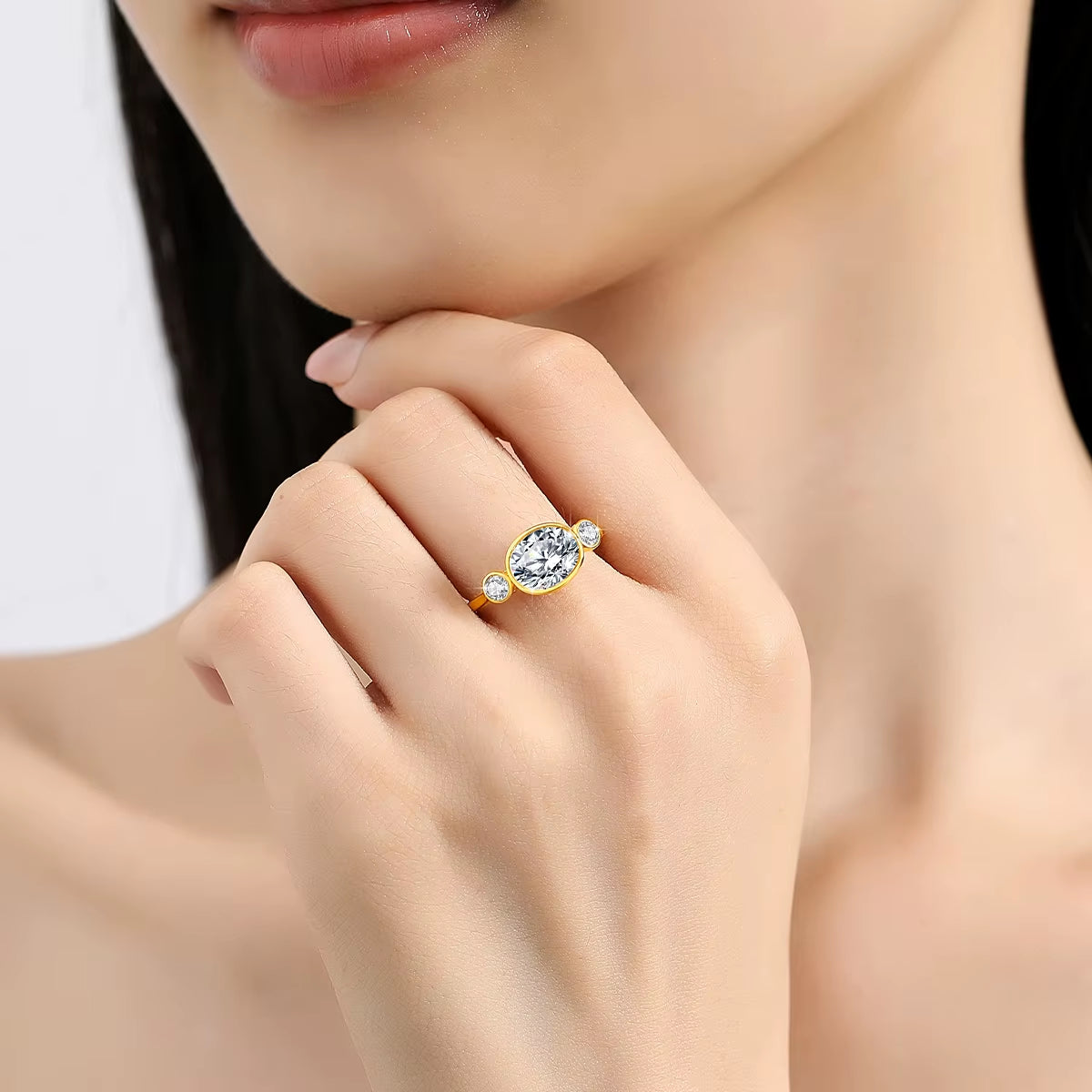 Dazzle Dime® 14K Gold Oval Cut Moissanite Engagement Ring | 2CT VVS1 D-Color Solitaire