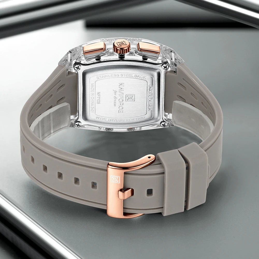NAVIFORCE 2024/25 Edition Transparent Tonneau Quartz Watch for Men | Luxury Waterproof Sport Outdoor Watch