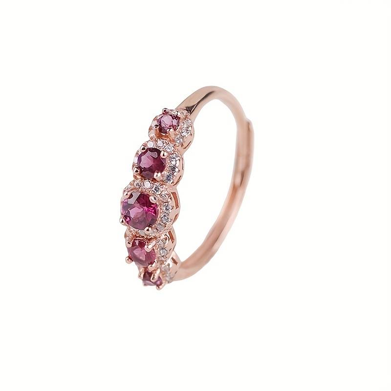 Dazzle Dime Elegant 925 Sterling Silver Base Ring with Natural Purple Garnet DAZZLE DIMEĀ®