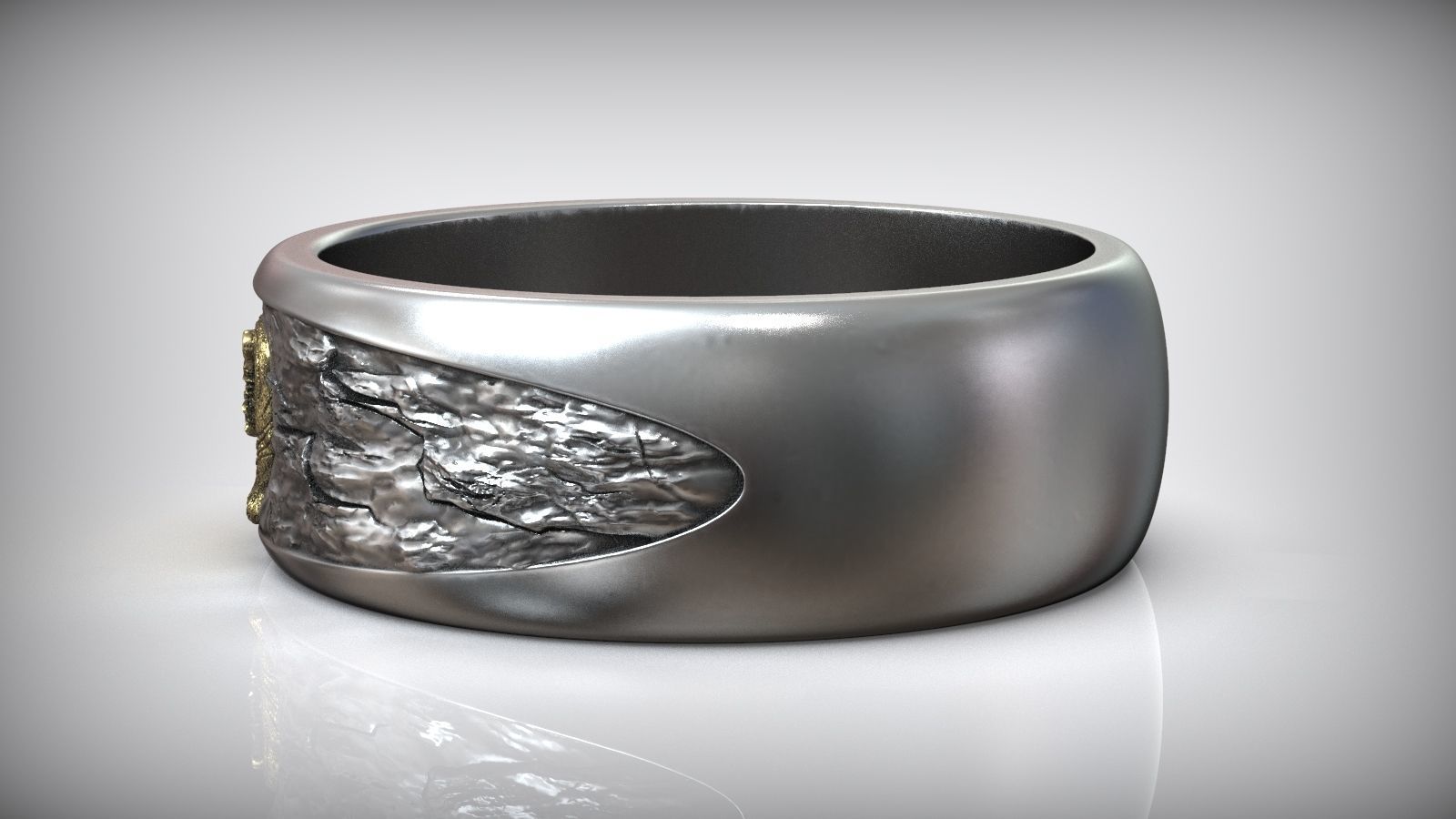 Tiger Ring Gold Rock Mountain Wedding Band DAZZLE DIME®