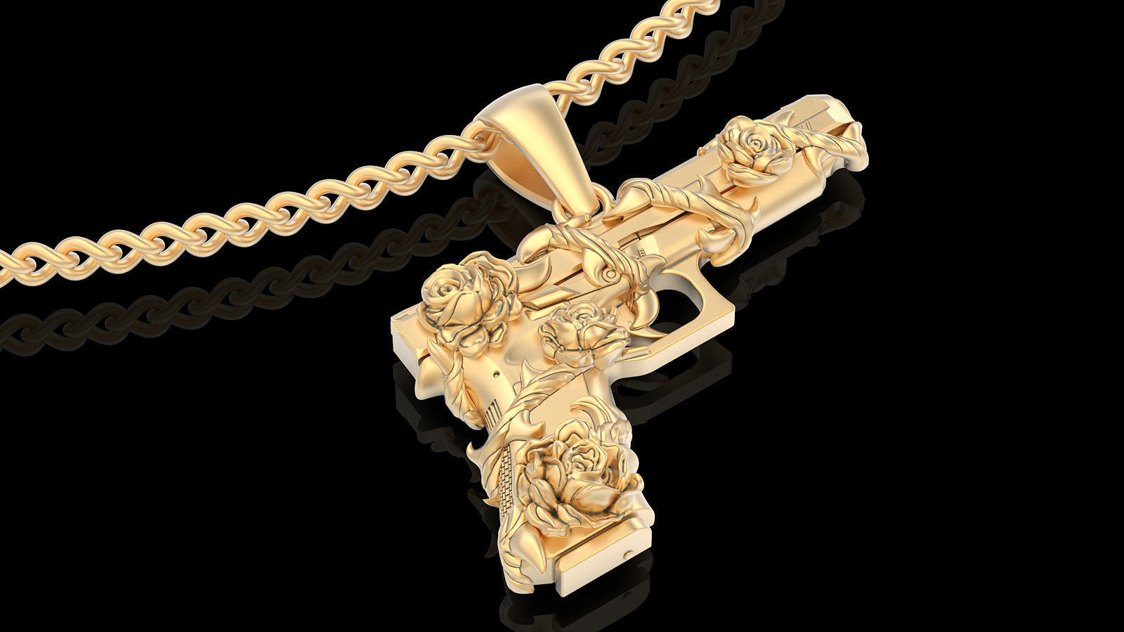 Gun Glock Flower Pendant
