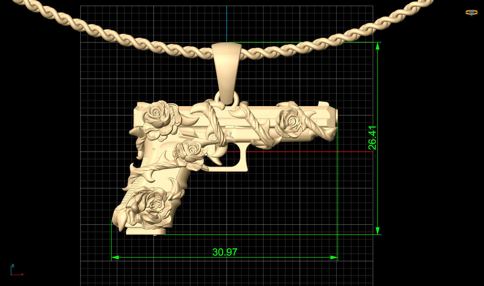 Gun Glock Flower Pendant