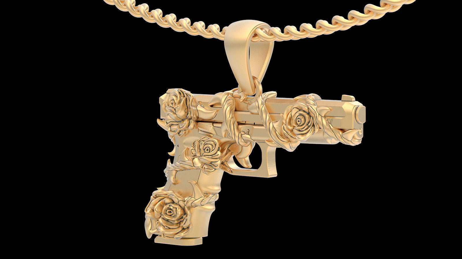 Gun Glock Flower Pendant