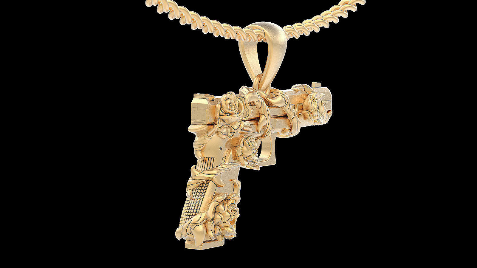 Gun Glock Flower Pendant