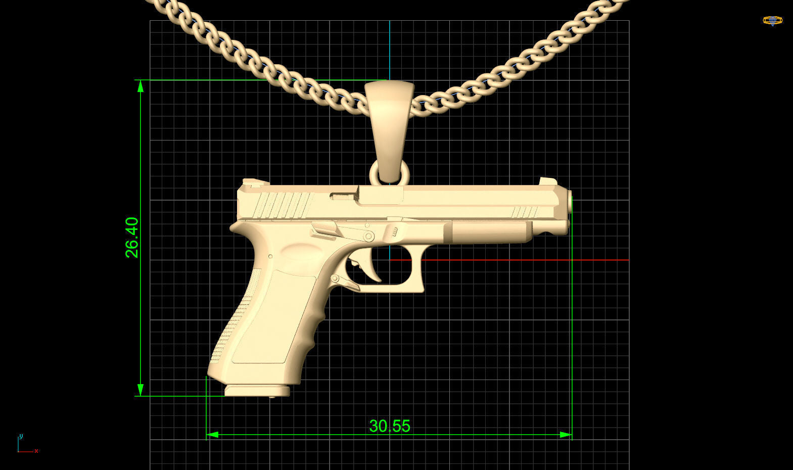 Gold Plated Gun Pendant