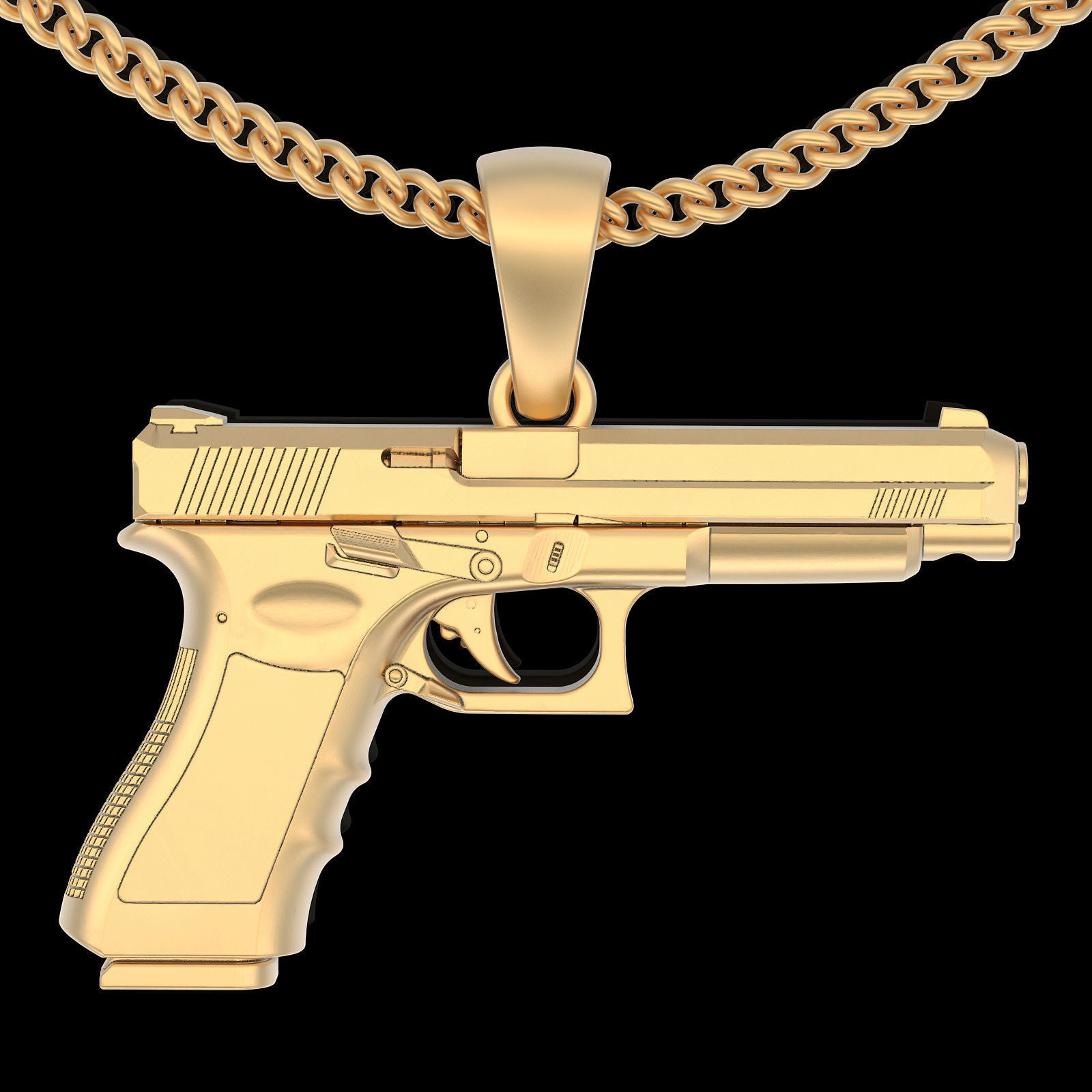 Gold Plated Gun Pendant