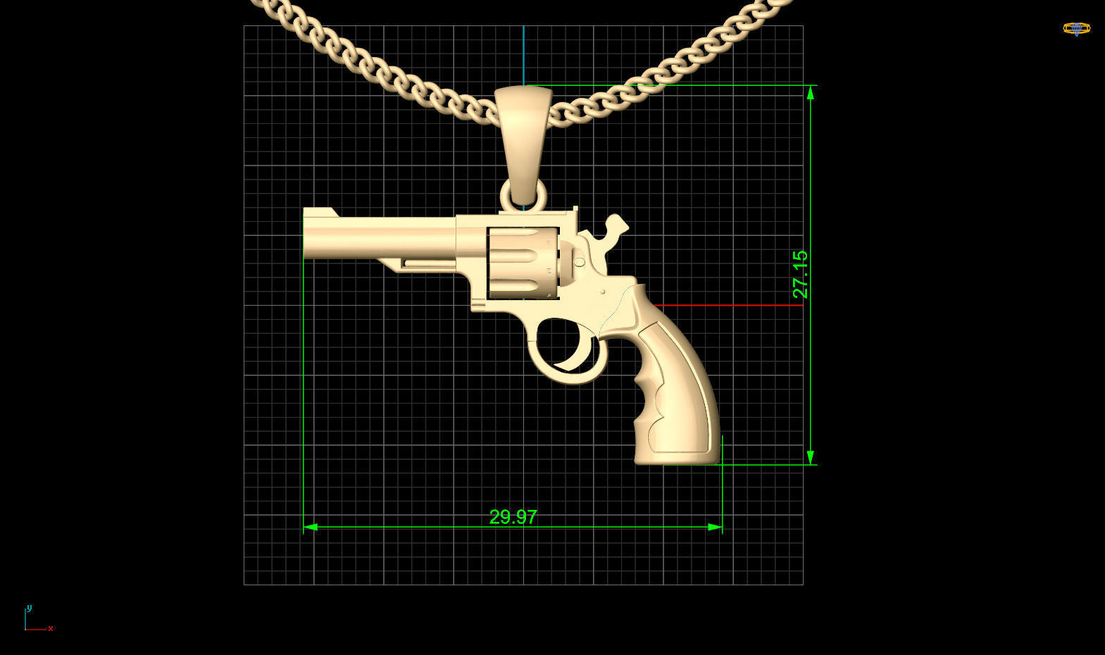 Gold Plated Gun Pendant