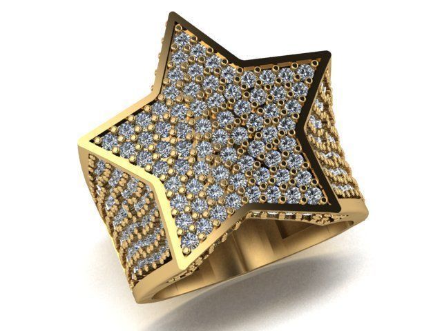 Gold Plated Hip Hop Star Ring