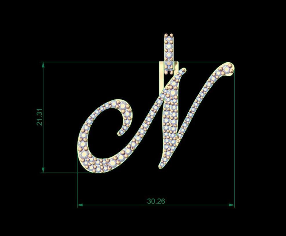 Dazzle Dime Customised Initial Letters Pendant with Chain N to T, Sterling Silver Base 18K Gold Cladding DAZZLE DIME®