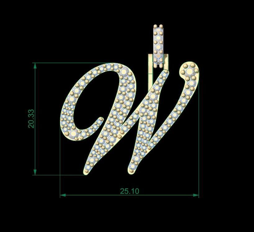 Dazzle Dime Customised Initial Letters Pendant with Chain U to Z, Sterling Silver Base 18K Gold Cladding DAZZLE DIME®