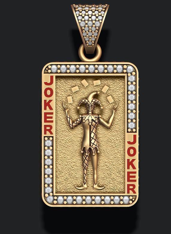 Dazzle Dime Joker Playing Card Pendant with Chain DAZZLE DIME™