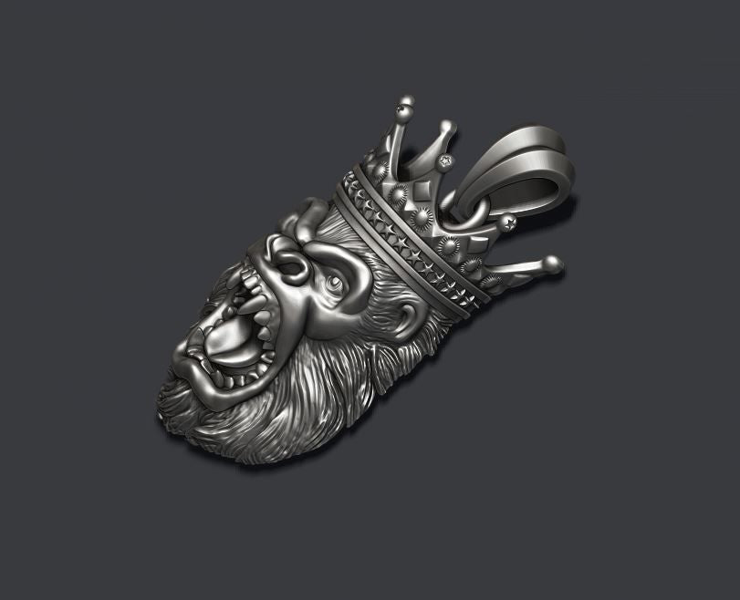 Gold Plated King of the Jungle African Gorilla Pendant