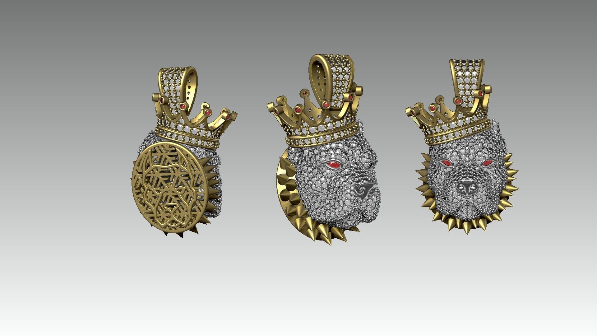 Dazzle Dime King Pitbull Pendant A Majestic Symbol of Strength and Loyalty 925 Sterling Silver Base 18K Gold Plated - Dazzle Dime