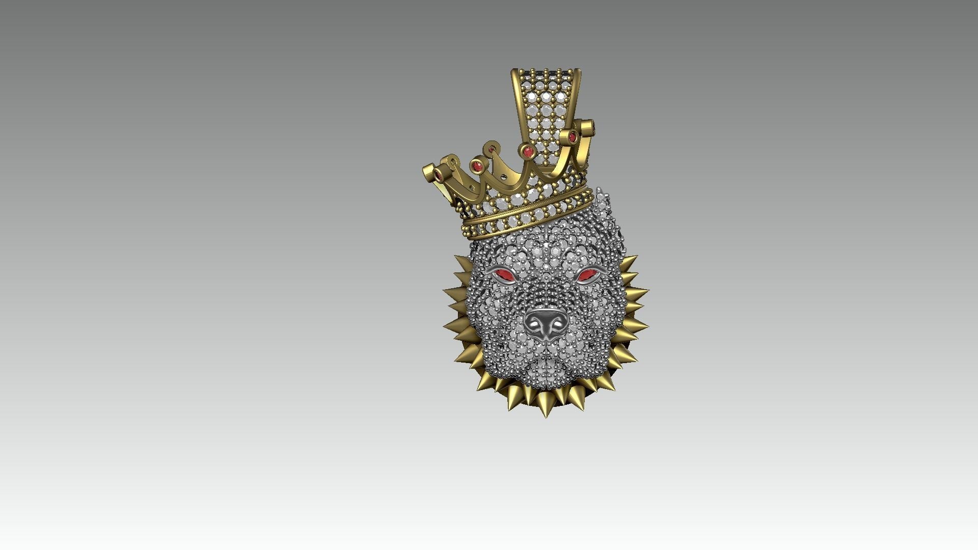 Dazzle Dime King Pitbull Pendant A Majestic Symbol of Strength and Loyalty 925 Sterling Silver Base 18K Gold Plated - Dazzle Dime