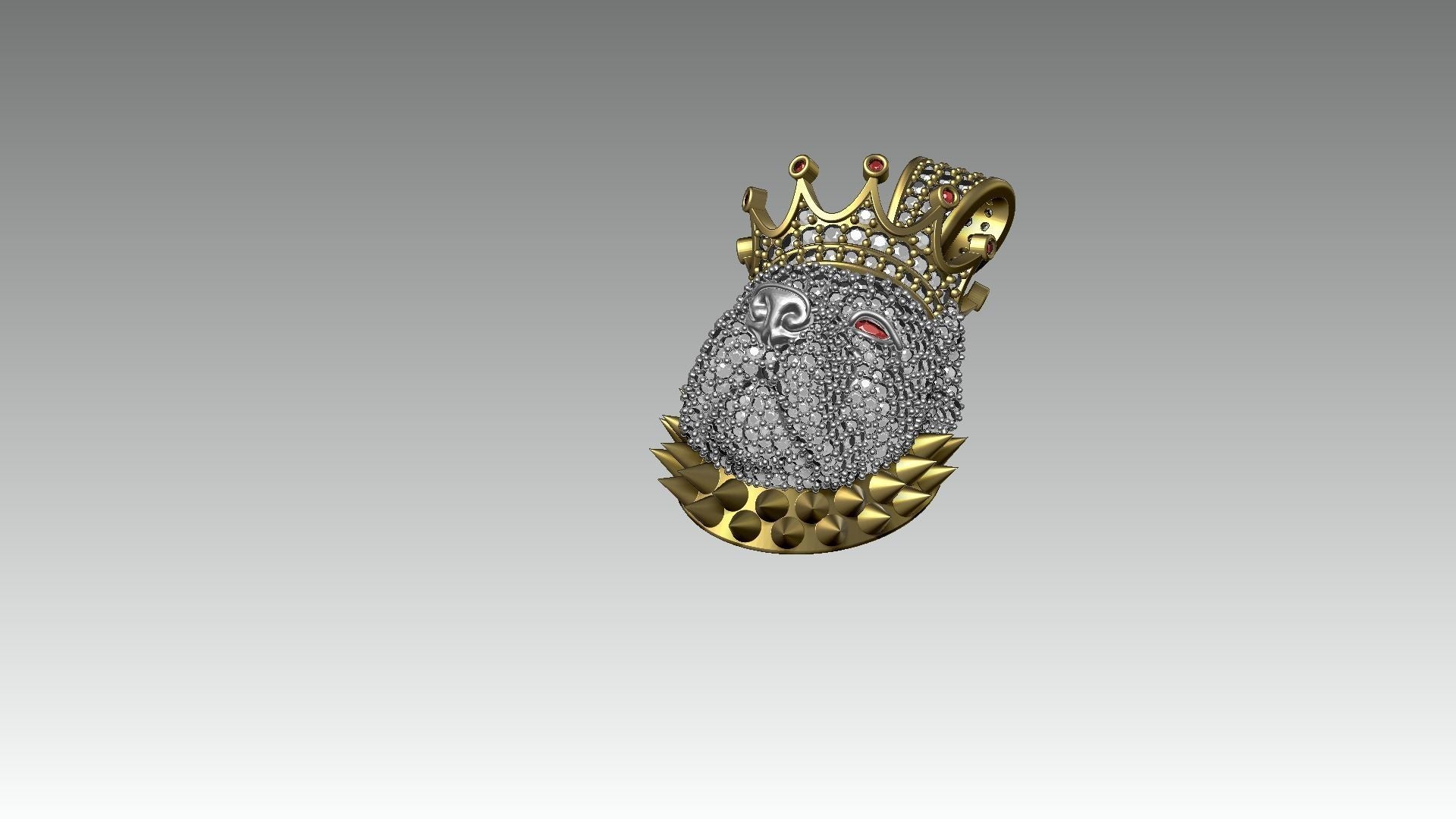 Dazzle Dime King Pitbull Pendant A Majestic Symbol of Strength and Loyalty 925 Sterling Silver Base 18K Gold Plated - Dazzle Dime