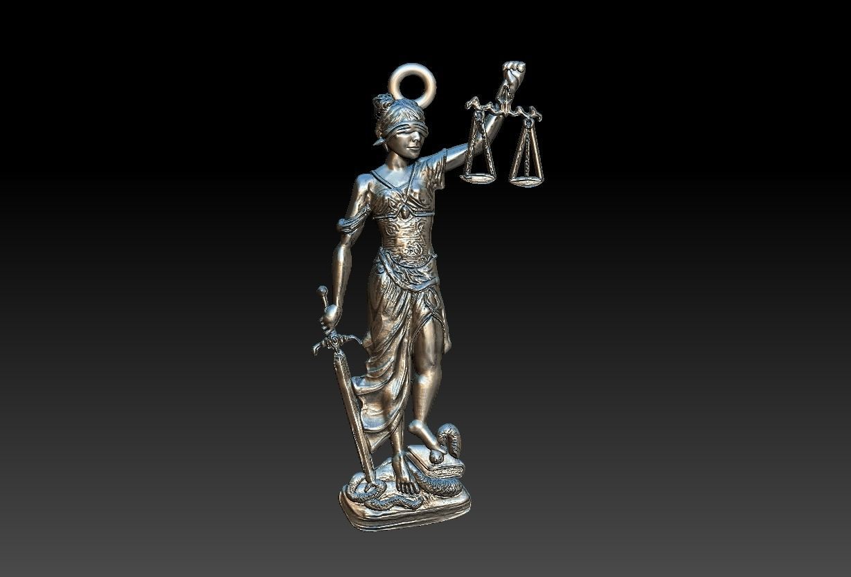 Gold Plated Lady of Justice Pendant (Dama da Justiça)