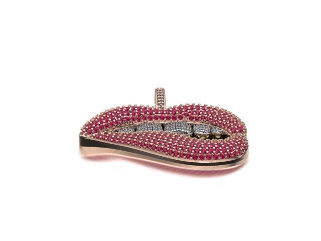 Dazzle Dime Elegant Lip Pendant with Chain 18K Gold Plated 925 Sterling Silver Base with Moissanite Stones DAZZLE DIME®